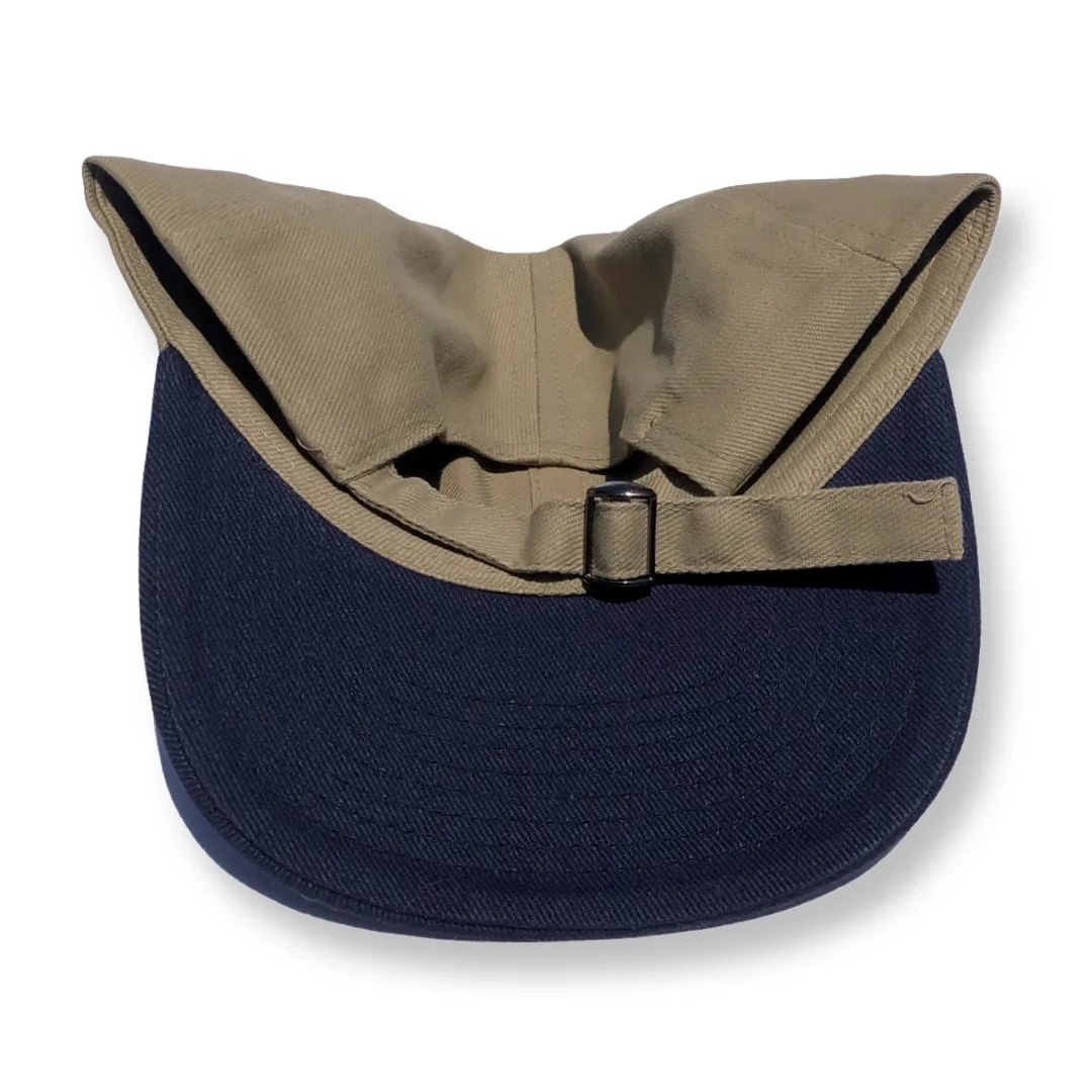 navy/tan two-tone hat