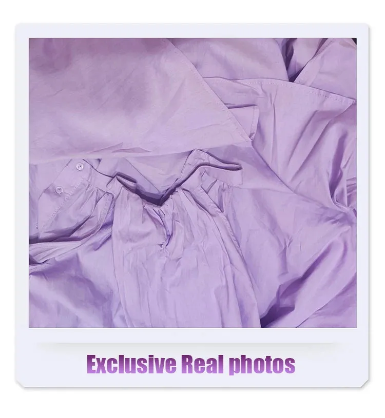 New Fashion Summer Beach Oversized Dress Loose Midi Purple Sundress Vacation Casual Long Robe