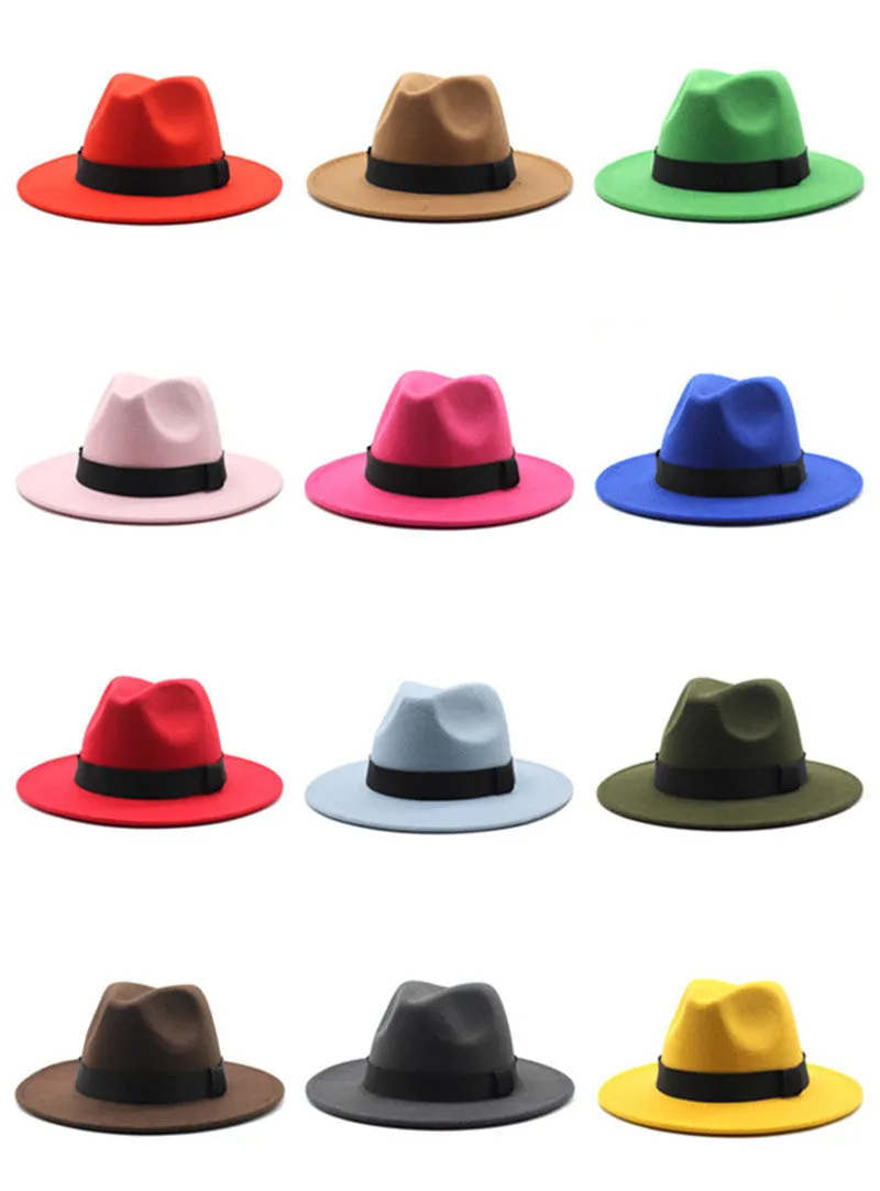 New Panama Flat Brim Fedora Hat Woolen Hat Men's And Women's Hats