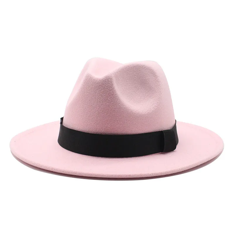 New Panama Flat Brim Fedora Hat Woolen Hat Men's And Women's Hats
