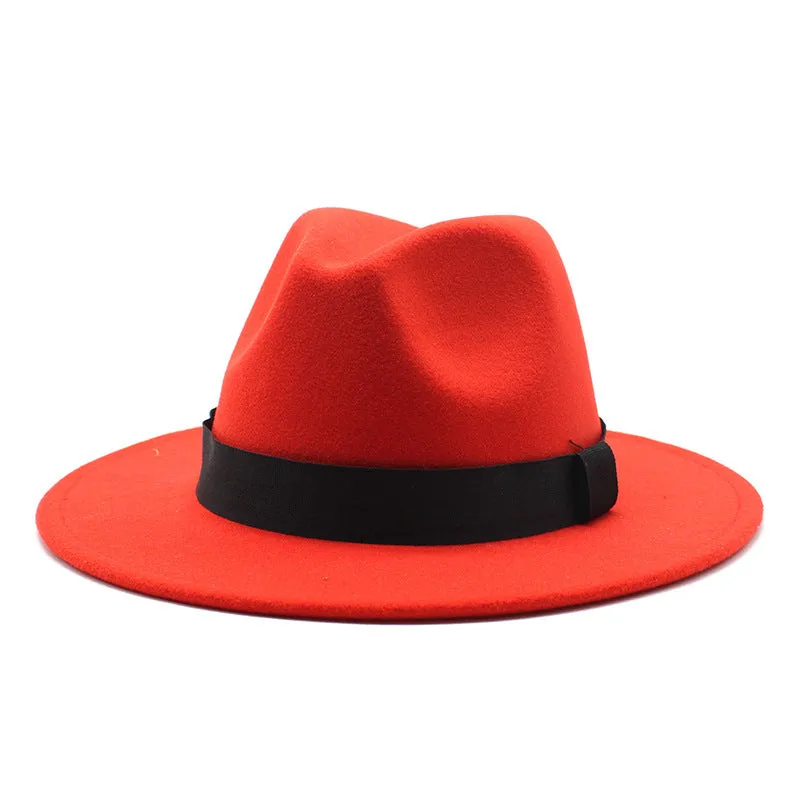 New Panama Flat Brim Fedora Hat Woolen Hat Men's And Women's Hats