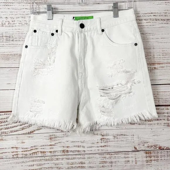 NEW Sandrine Rose Free People White Cut Off Denim Shorts, NWT, Size 24 MSRP $128