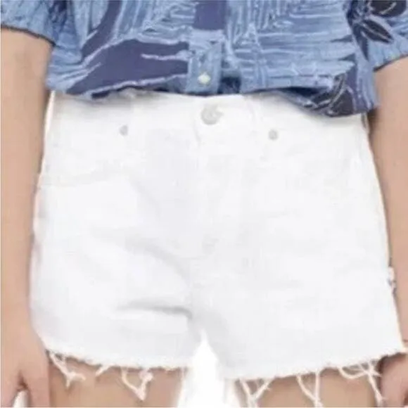 NEW Sandrine Rose Free People White Cut Off Denim Shorts, NWT, Size 24 MSRP $128