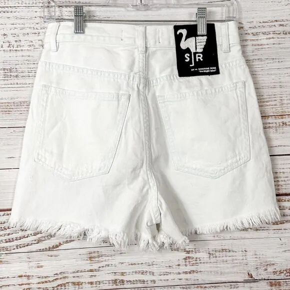 NEW Sandrine Rose Free People White Cut Off Denim Shorts, NWT, Size 24 MSRP $128