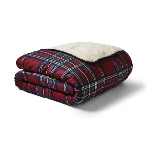 Night Lark® Cosy Sherpa Throw Classic Tartan - Berry Red