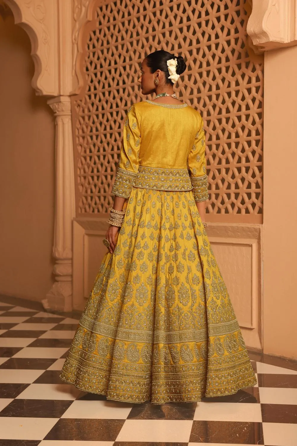 Noorali - Mustard Lehenga With Choli And Dupatta
