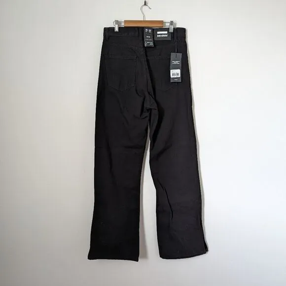 NWT Dr. Denim black wash Echo shoe cut straight split leg cotton jeans