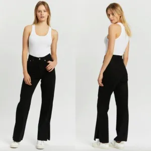 NWT Dr. Denim black wash Echo shoe cut straight split leg cotton jeans