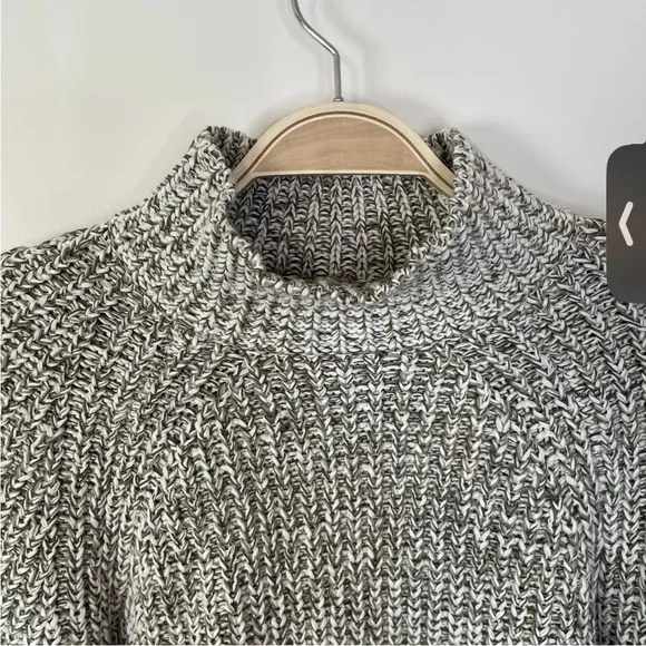 NWT Madewell marled cotton mock neck sweater ivy combo medium chunky cozy knit