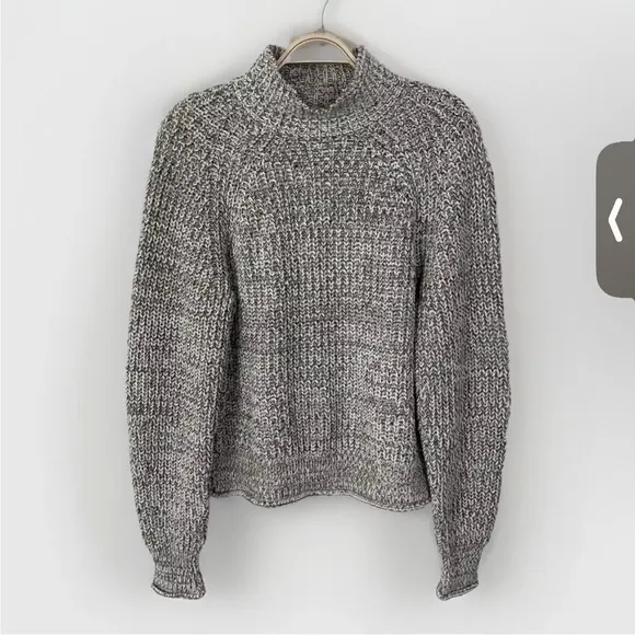 NWT Madewell marled cotton mock neck sweater ivy combo medium chunky cozy knit
