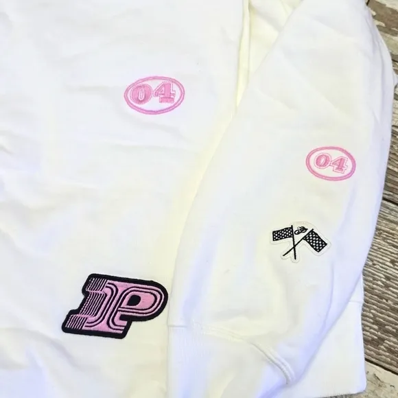 NWT VS PINK Optic White Ivy Fleece Full Zip Hoodie Size XS