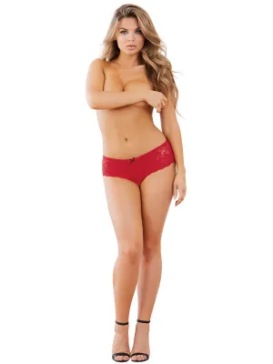 Open Crotch Lace Boy Short - 1x2x - Ruby