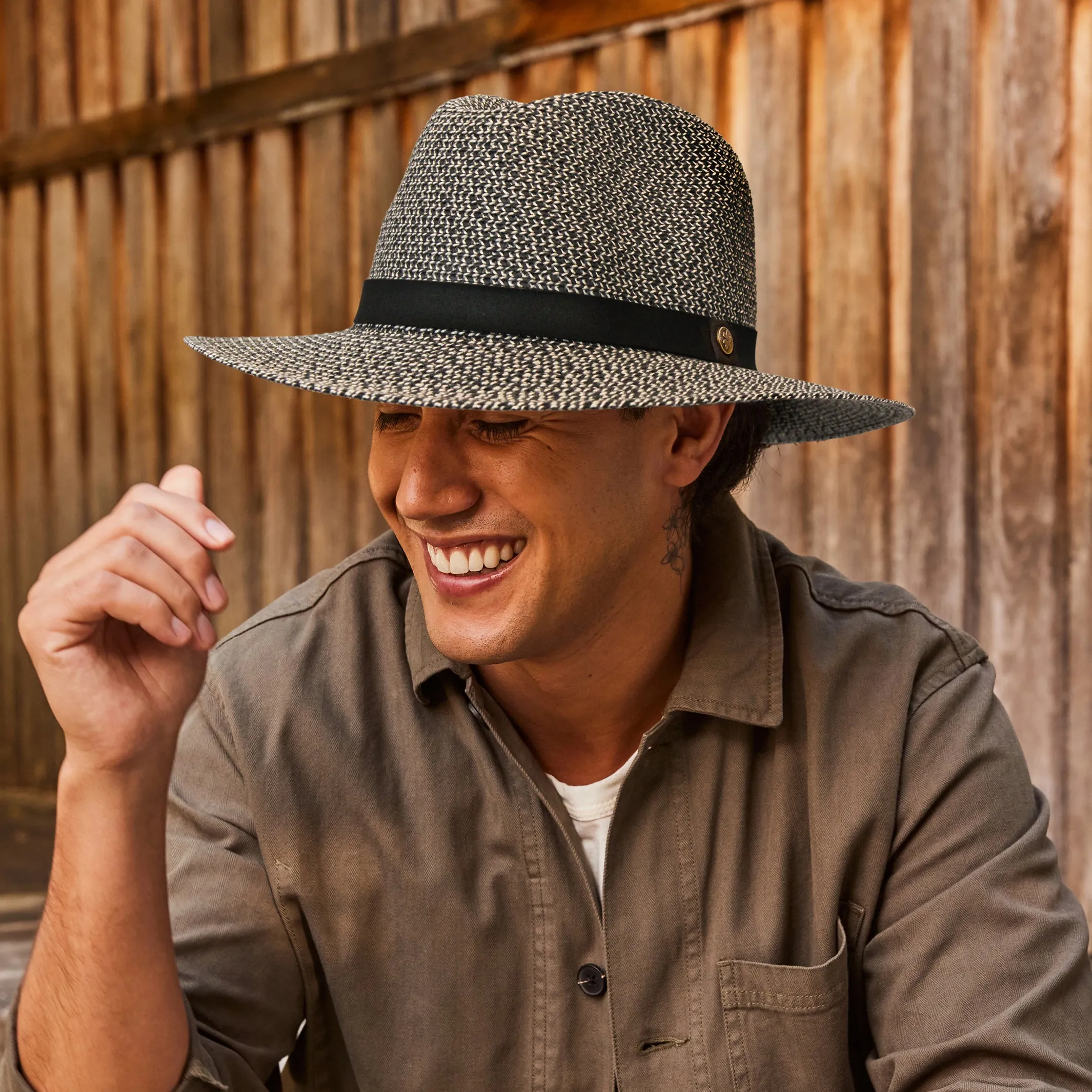 Outback Lightweight Fedora Hat - Grey/Black