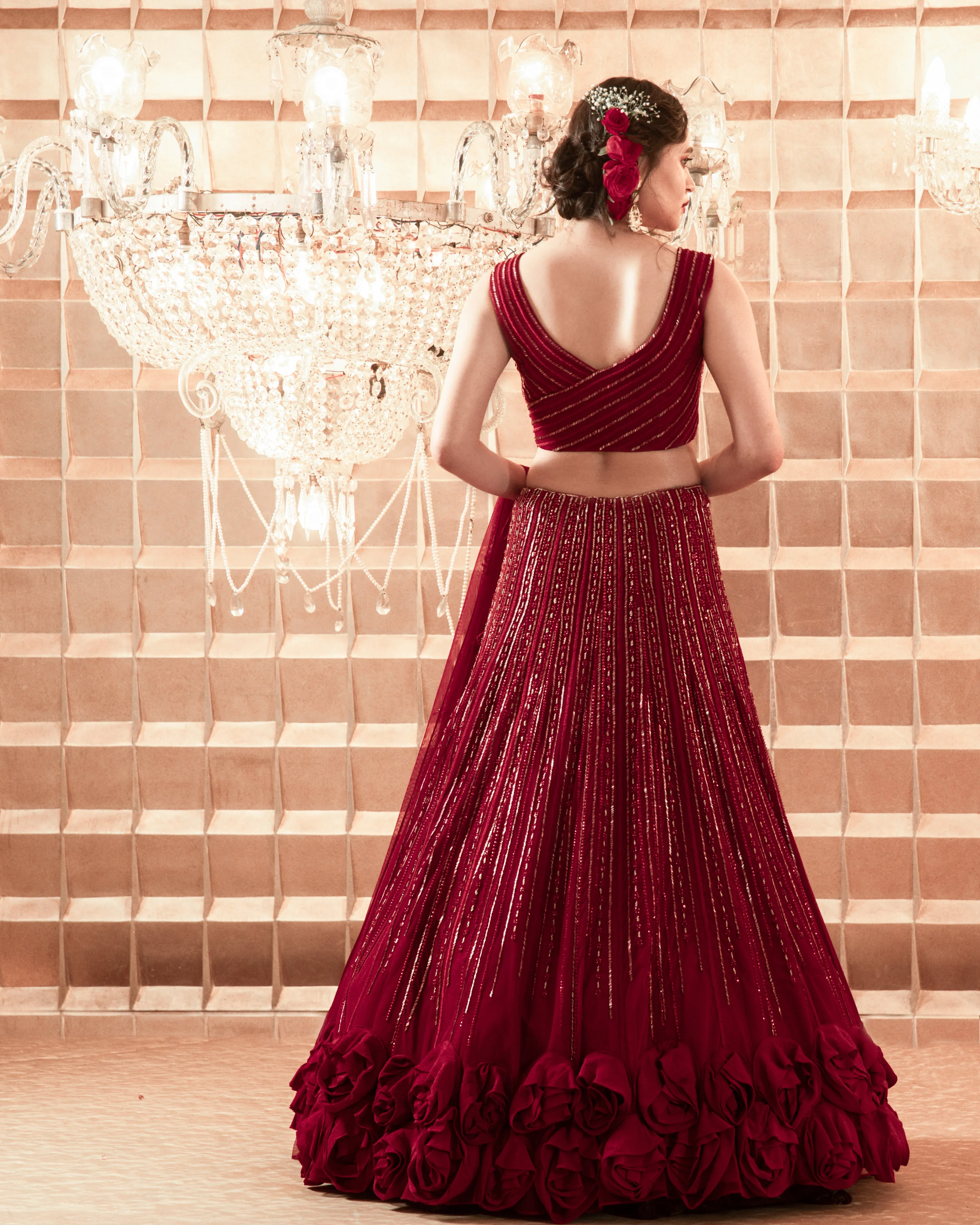 Oxblood Red Lehenga Set