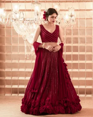 Oxblood Red Lehenga Set