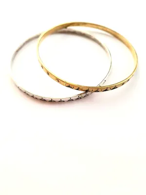 Pair of Mixed Metal Moon   Star Bangles
