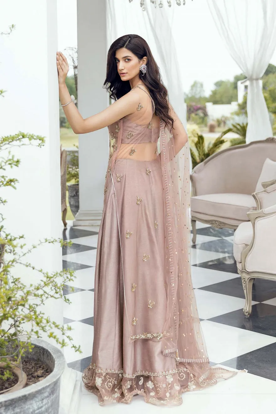 Pakistani Wedding Dress in Shirt and Silk Lehenga Style