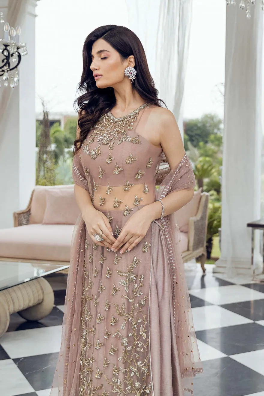 Pakistani Wedding Dress in Shirt and Silk Lehenga Style