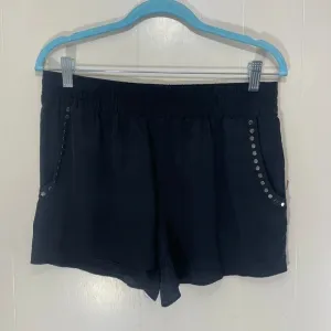 Pam &amp; Gela 100% Silk Black Studded Shorts Casual Relaxed Fit Women’s Size Medium