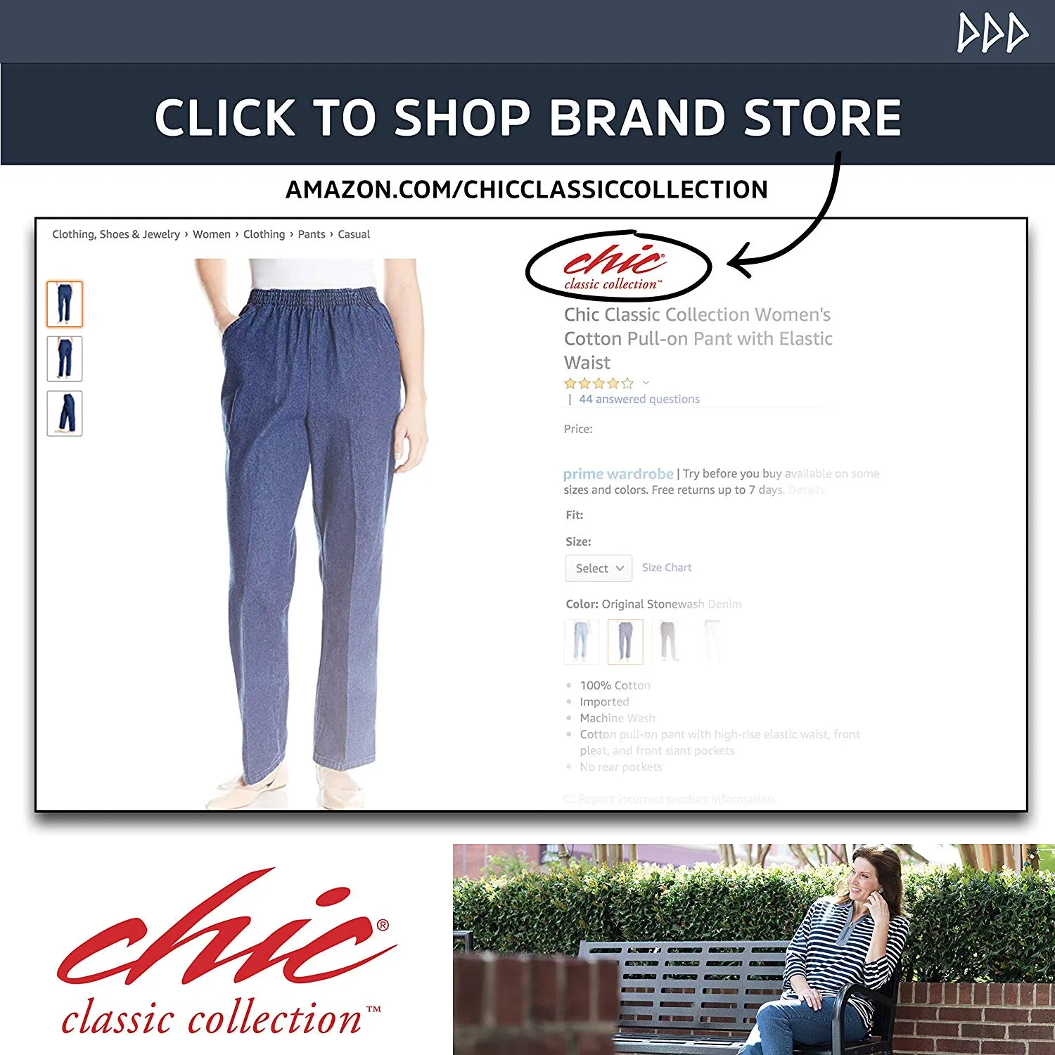 Pantalones Chic Classic Collection – Pantalón de dama con cintura elástica.