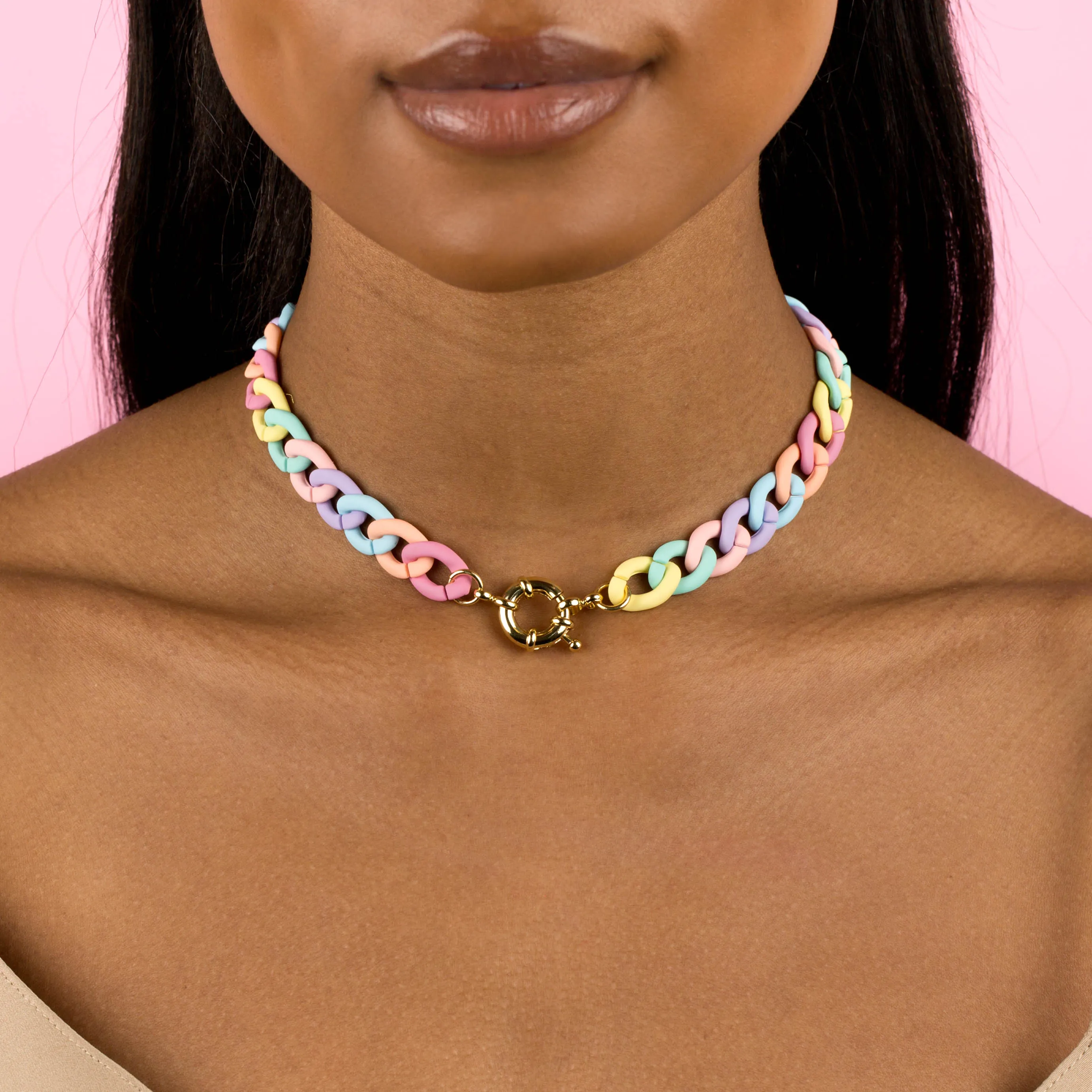 Pastel Colored Chain Link Toggle Choker