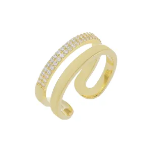 Pavé/Solid Double Row Ring