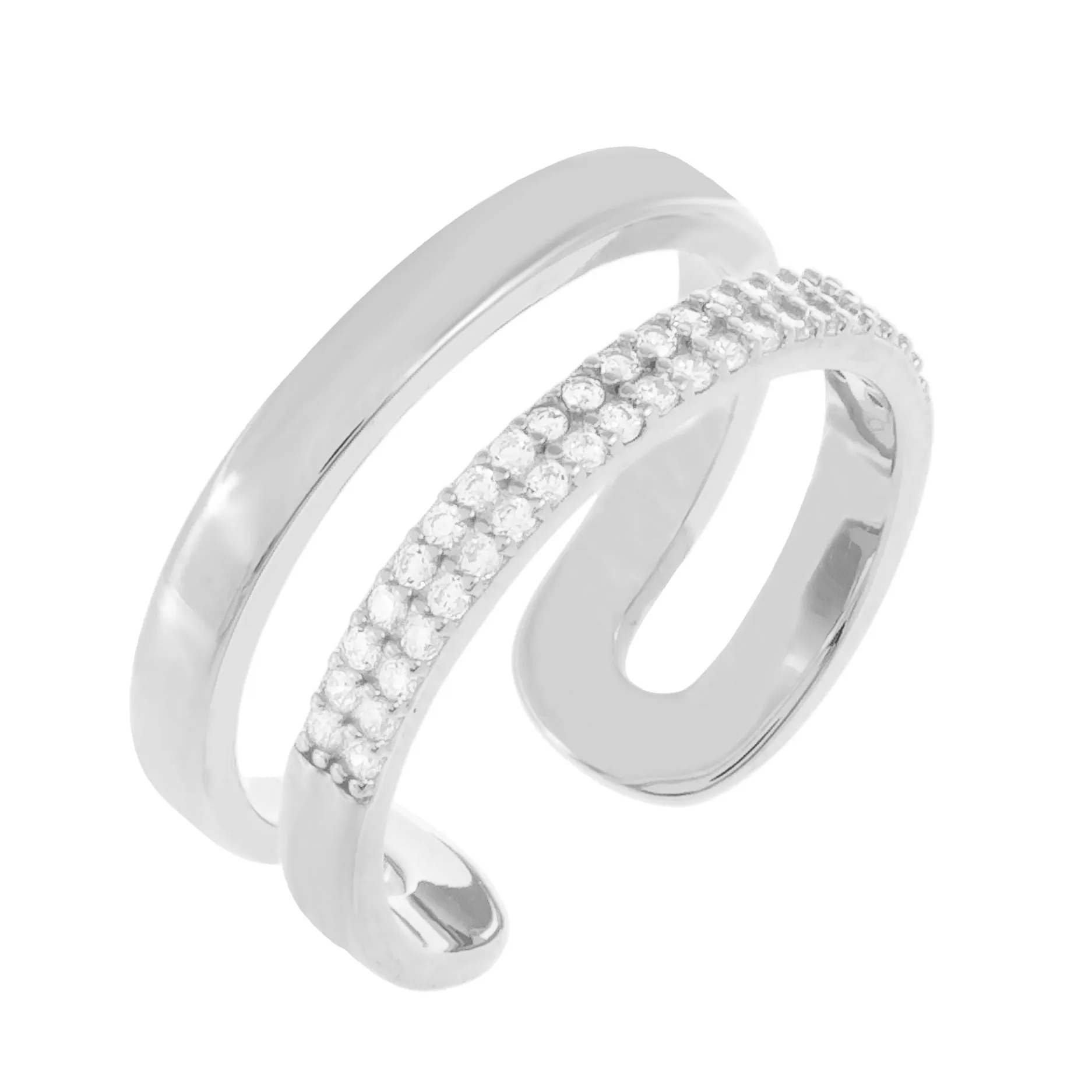 Pavé/Solid Double Row Ring