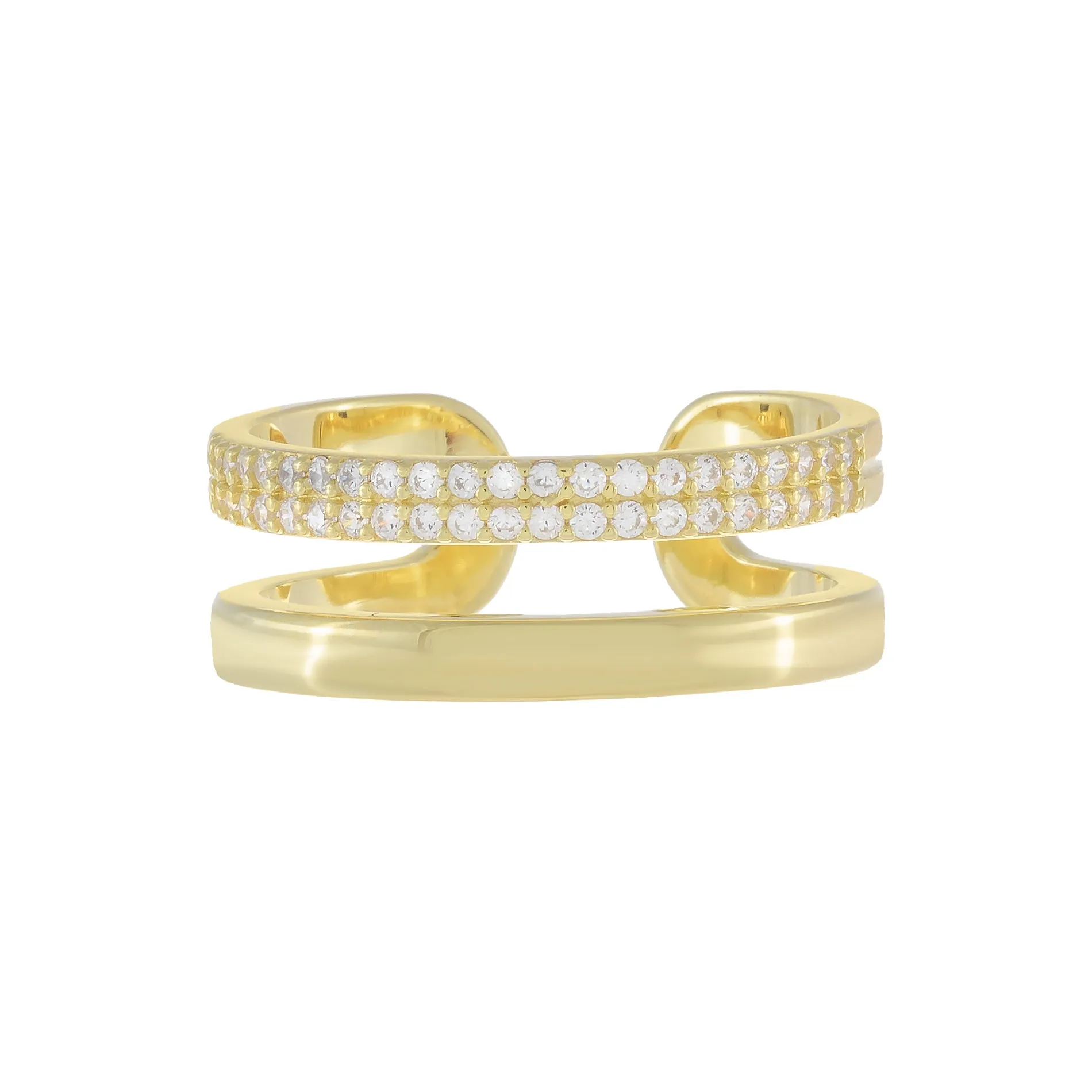 Pavé/Solid Double Row Ring