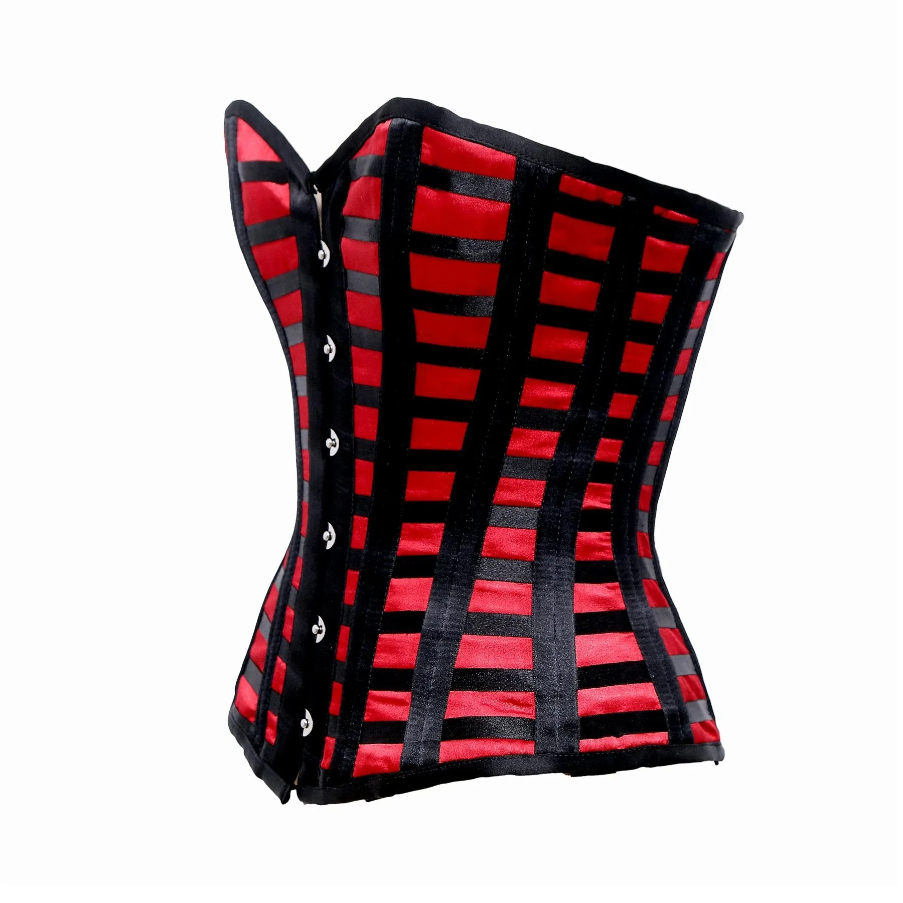 Payet Maroon Satin Double Side Back Satin Cage Style Overbust Corset