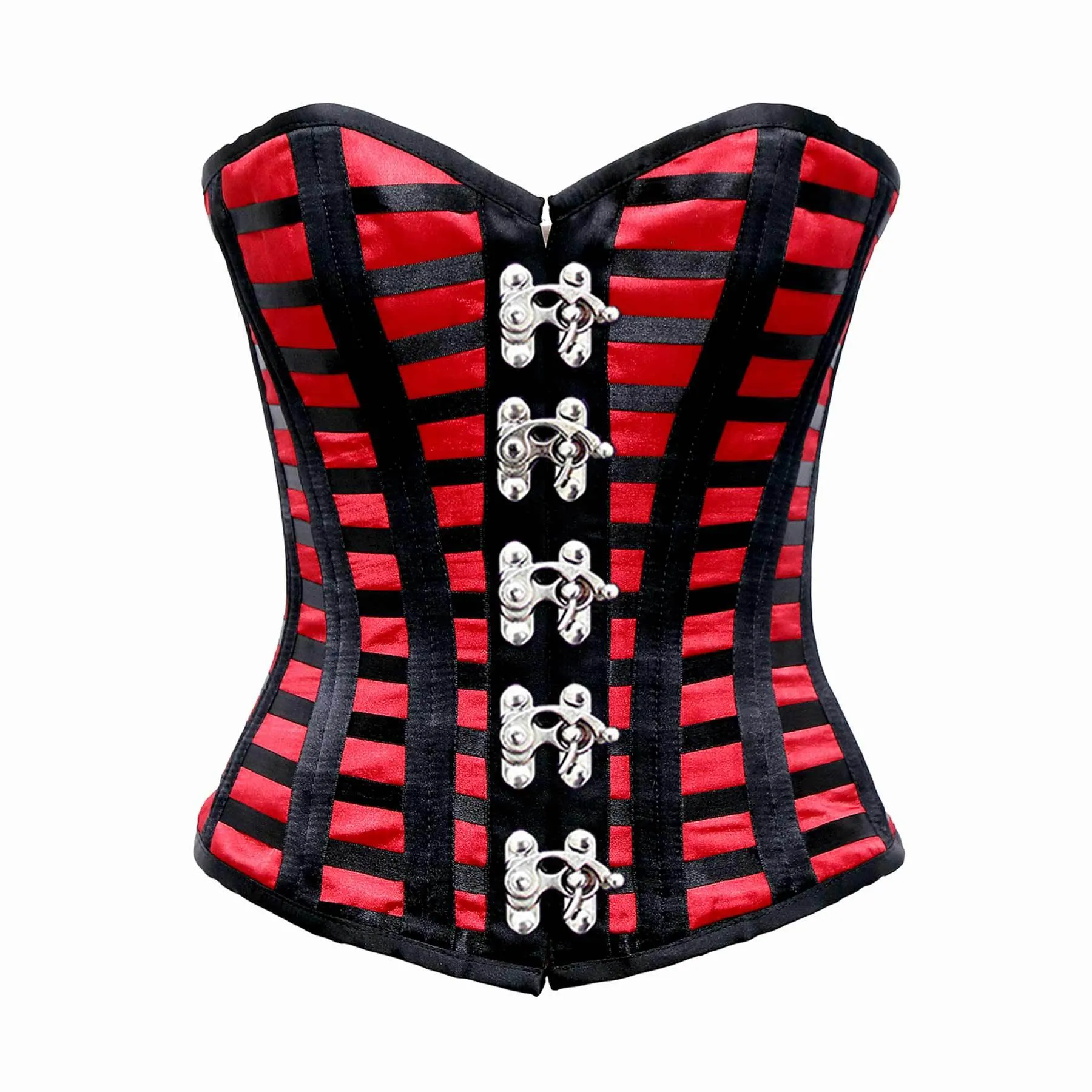 Payet Maroon Satin Double Side Back Satin Cage Style Overbust Corset
