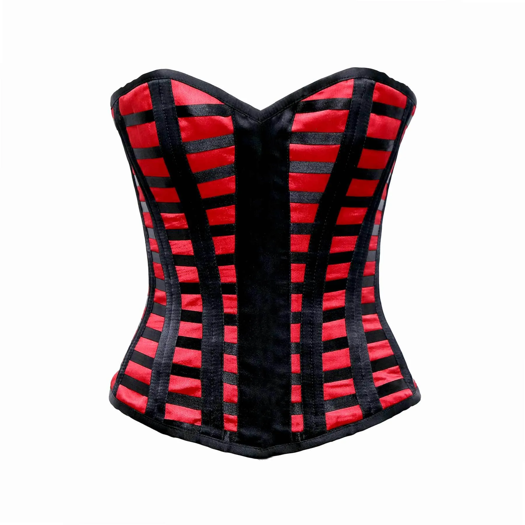 Payet Maroon Satin Double Side Back Satin Cage Style Overbust Corset