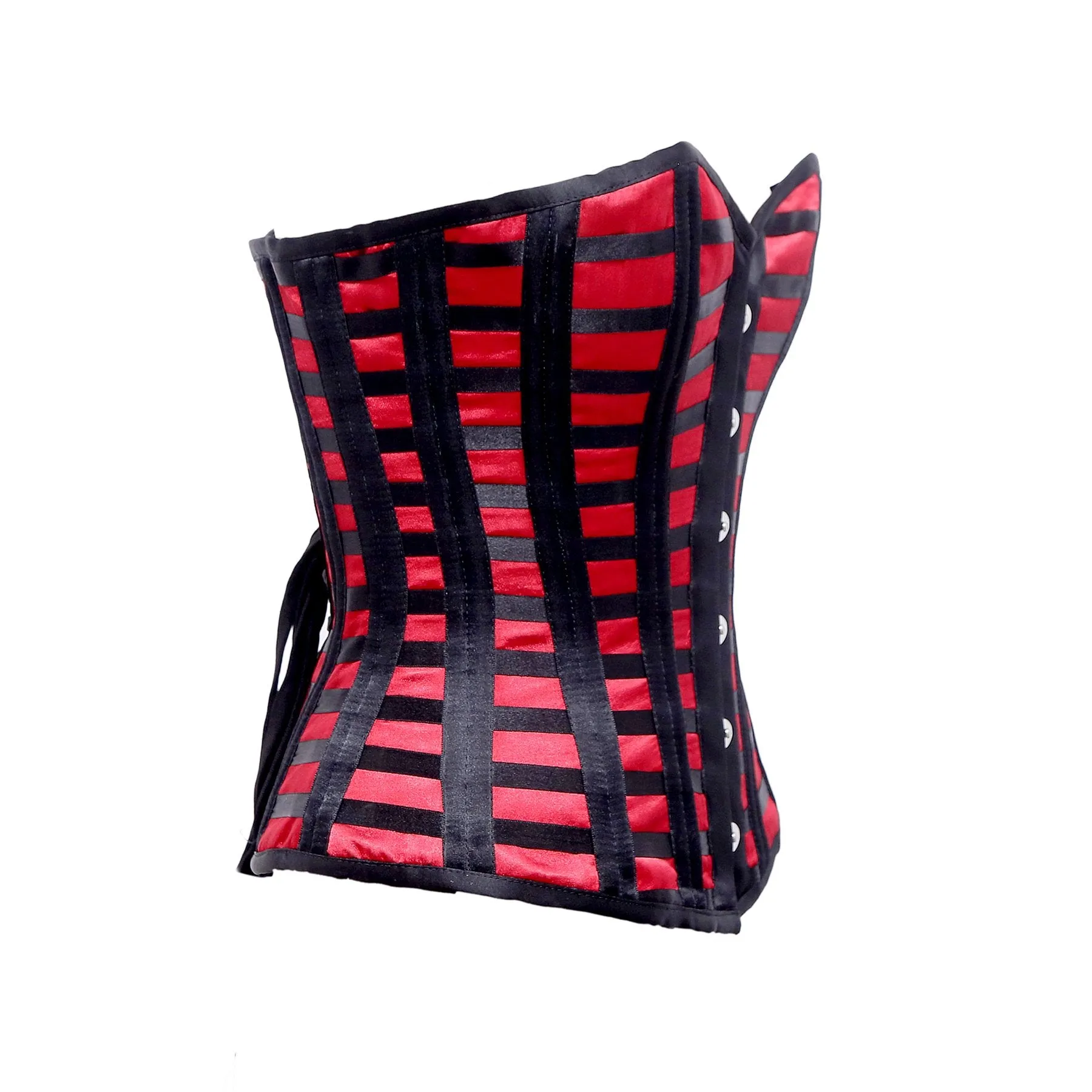 Payet Maroon Satin Double Side Back Satin Cage Style Overbust Corset
