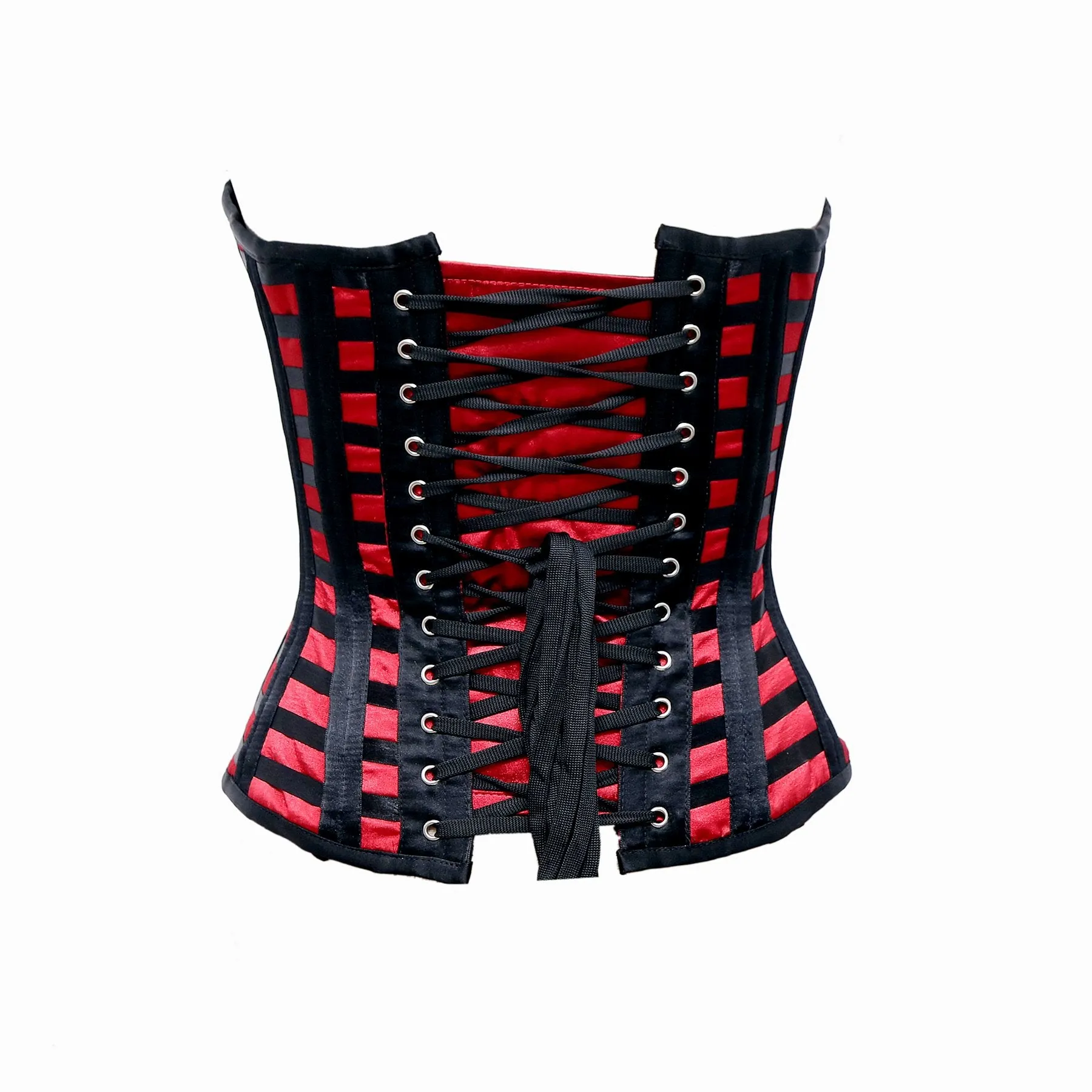 Payet Maroon Satin Double Side Back Satin Cage Style Overbust Corset