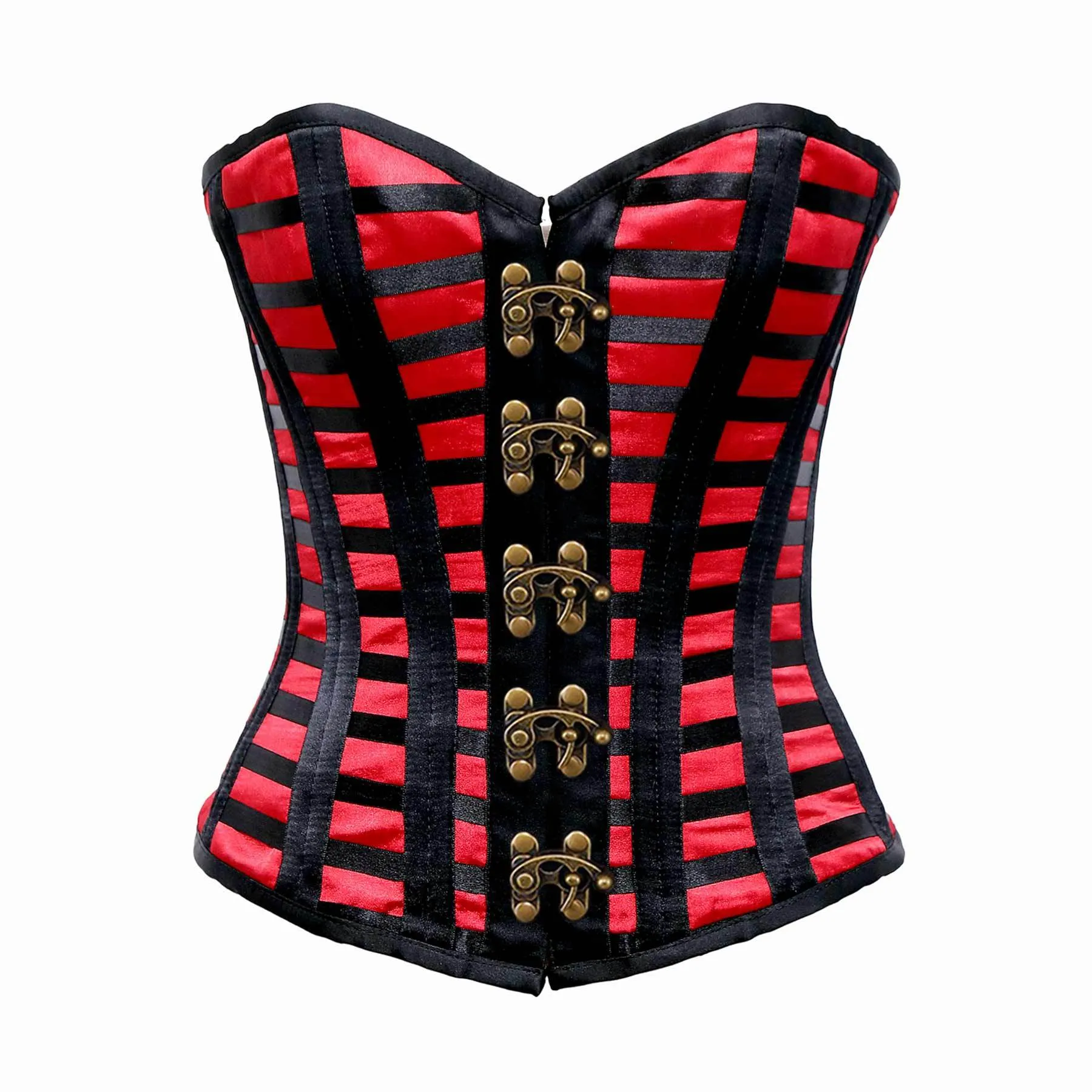Payet Maroon Satin Double Side Back Satin Cage Style Overbust Corset