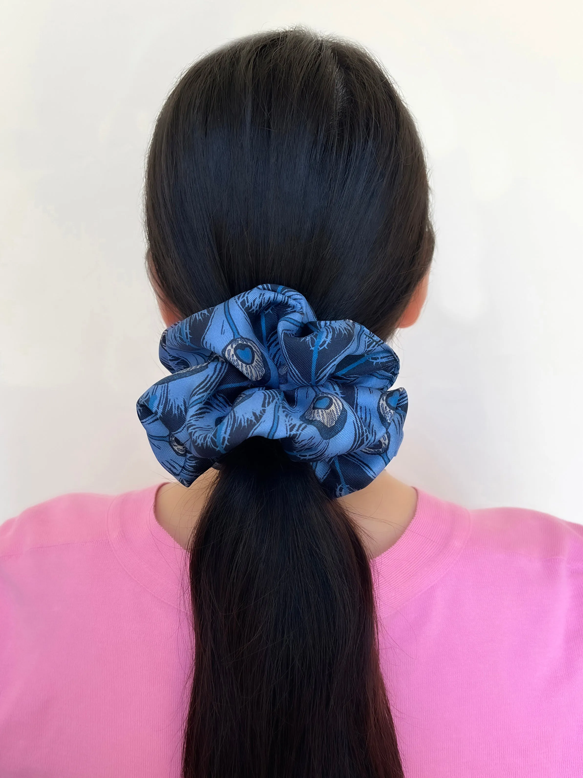 Peacock Silk Scrunchie