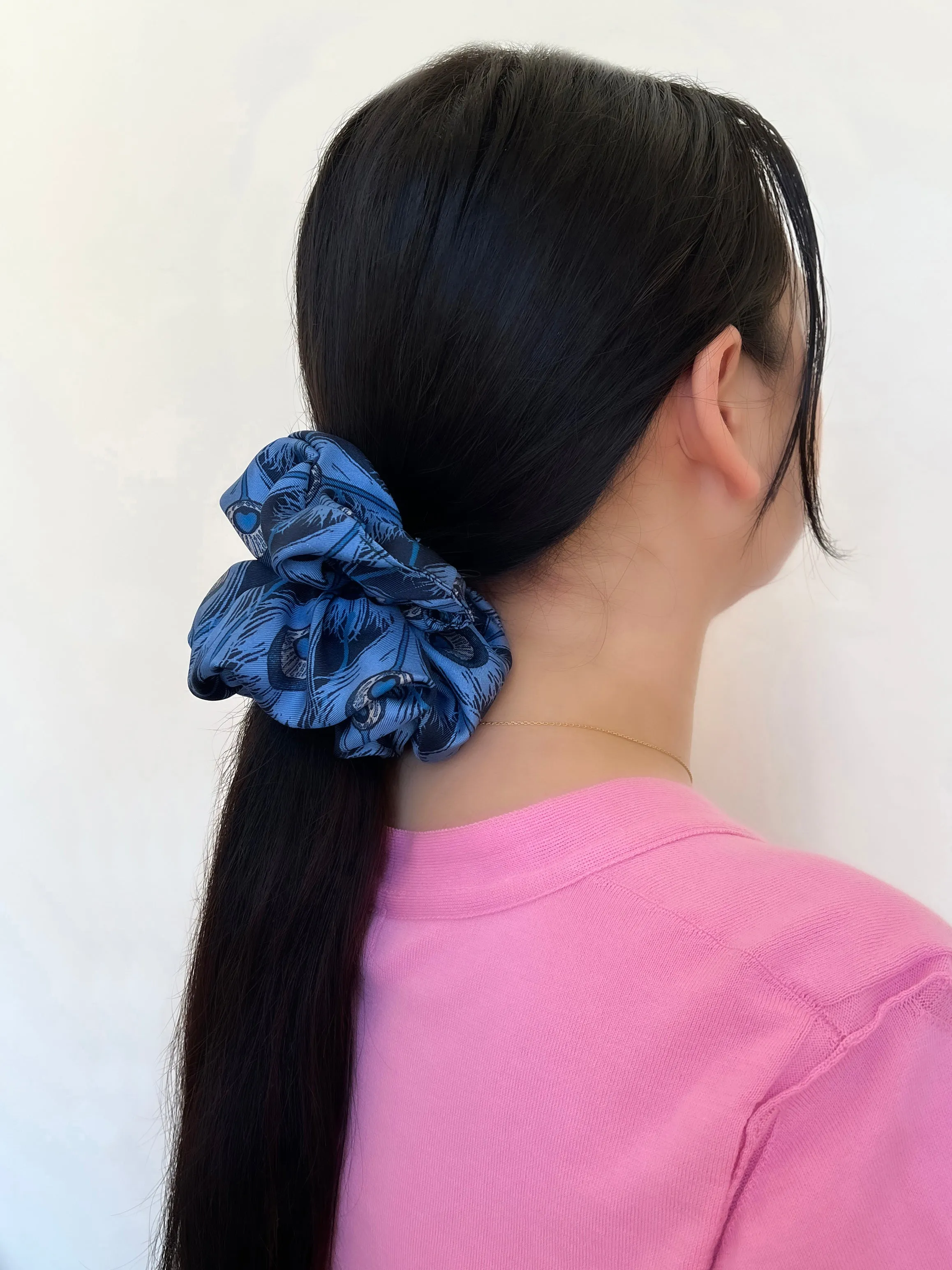 Peacock Silk Scrunchie