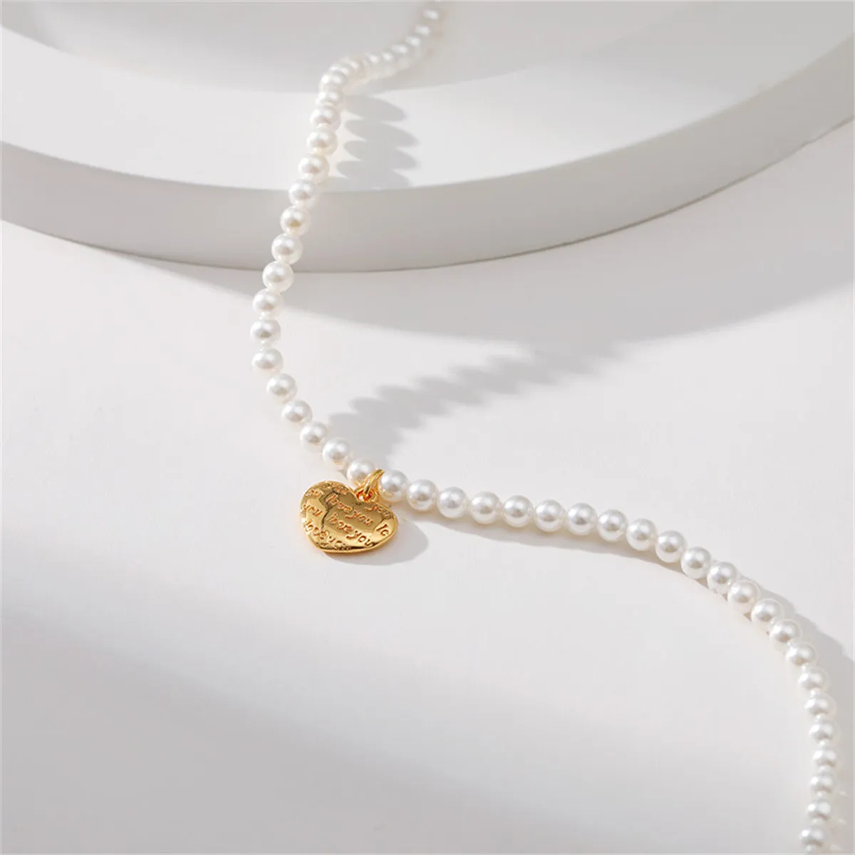 Pearl & 18K Gold-Plated 'Love You' Heart Pendant Necklace