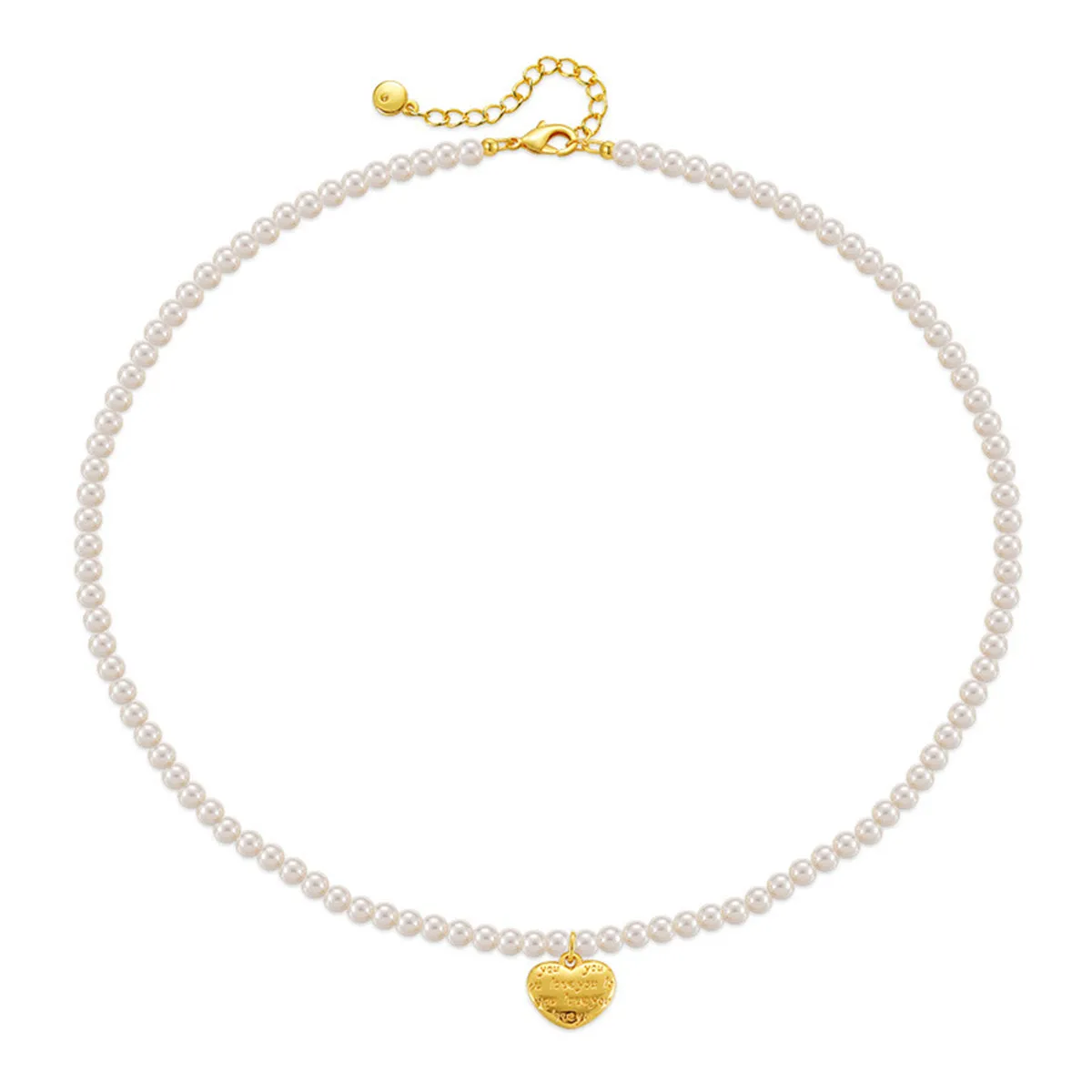 Pearl & 18K Gold-Plated 'Love You' Heart Pendant Necklace
