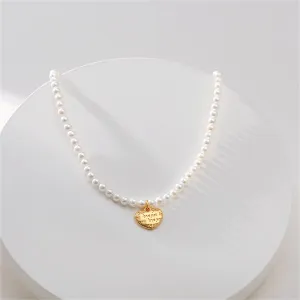 Pearl & 18K Gold-Plated 'Love You' Heart Pendant Necklace