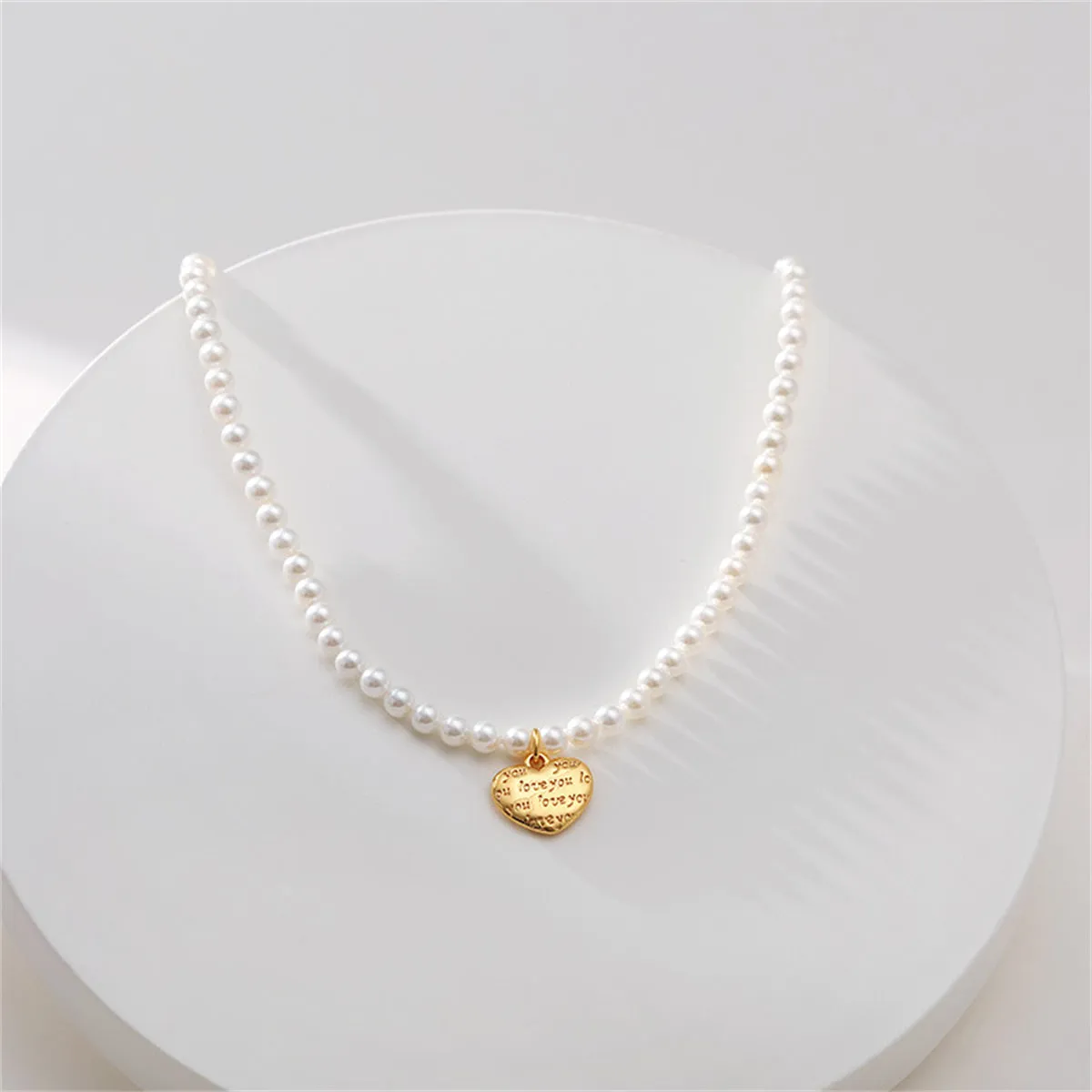 Pearl & 18K Gold-Plated 'Love You' Heart Pendant Necklace