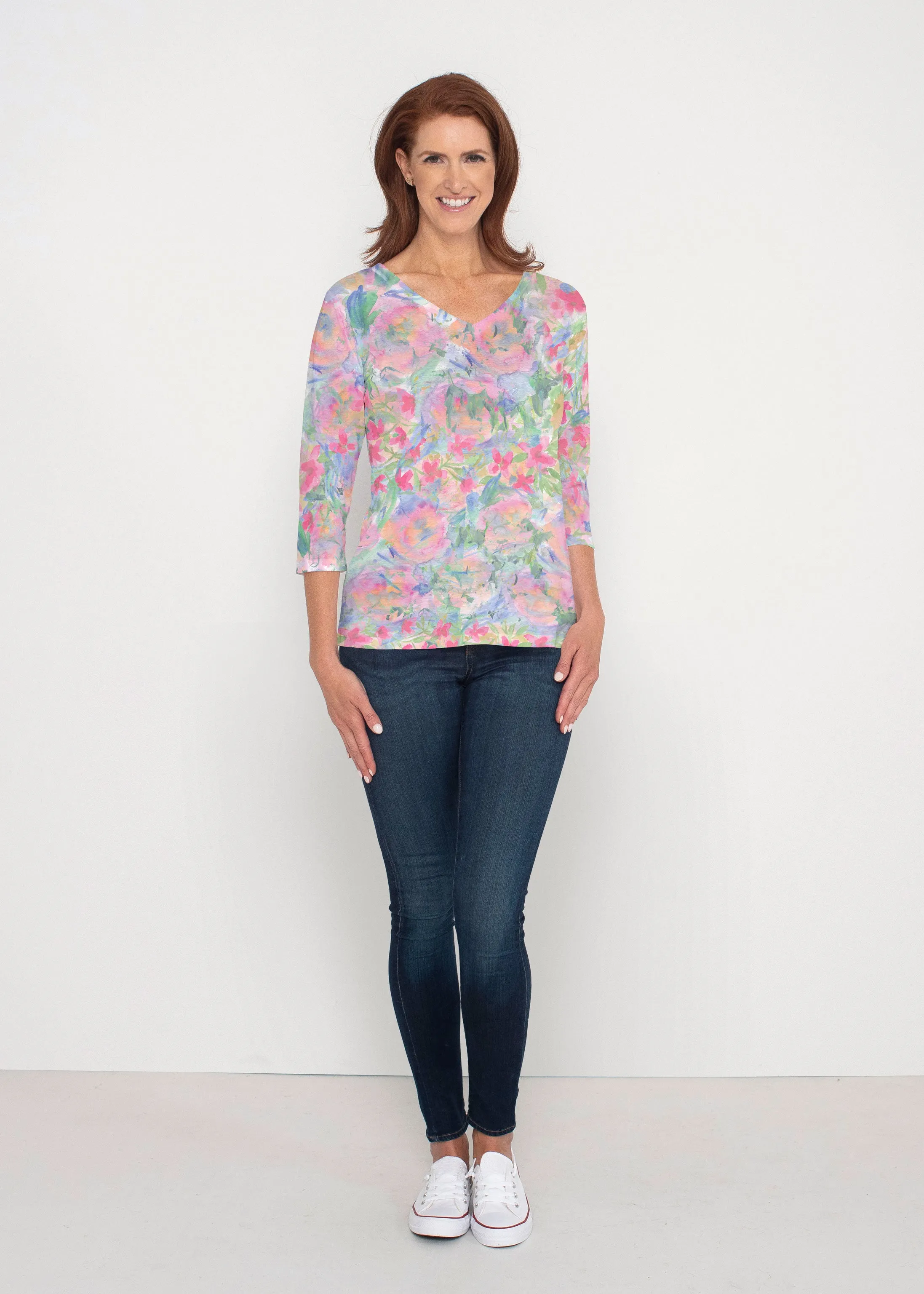 Penelope (17255) ~ Signature 3/4 Sleeve V-Neck Top