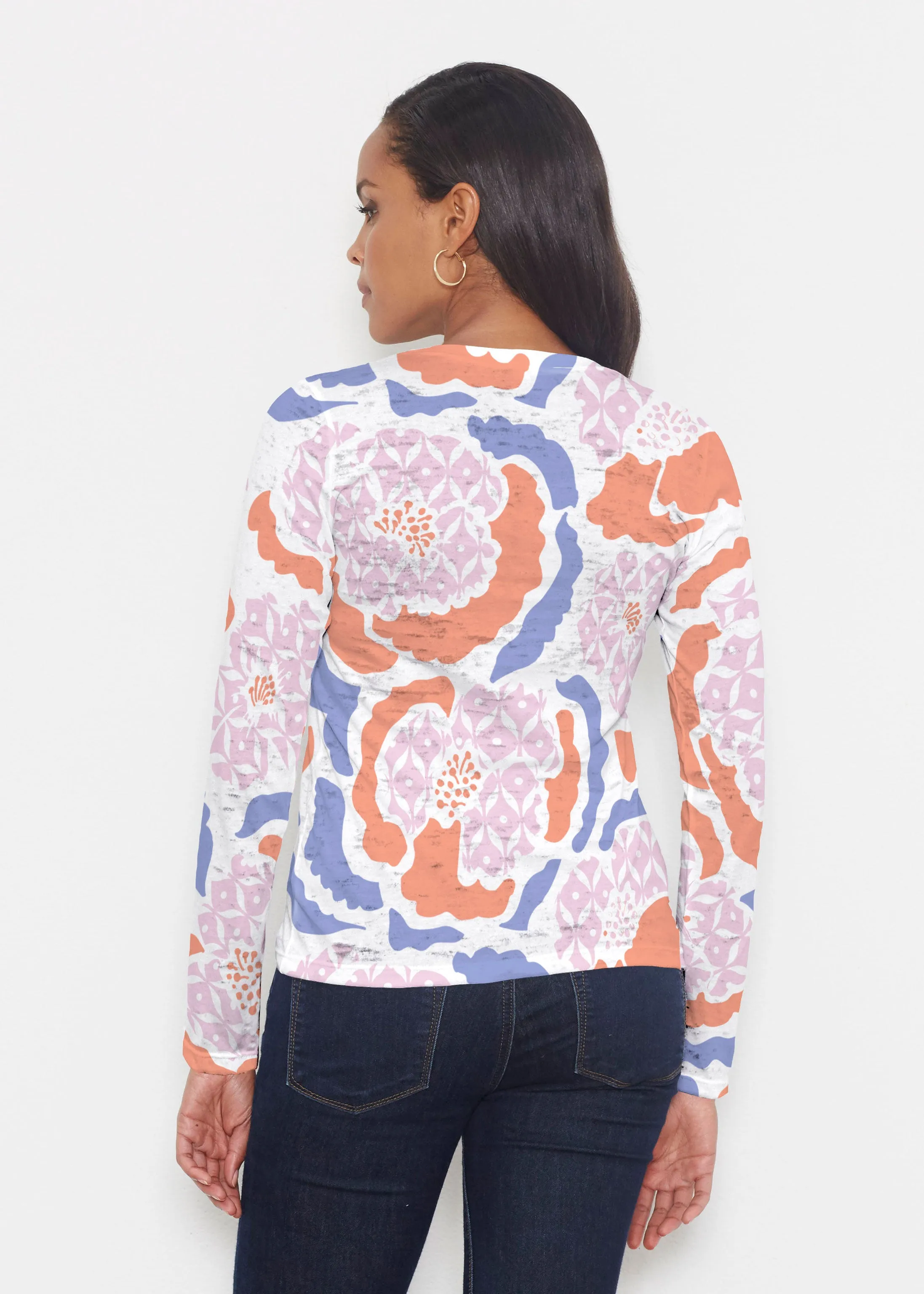 Peonies Pink (8074) ~ Signature Long Sleeve Crew Shirt
