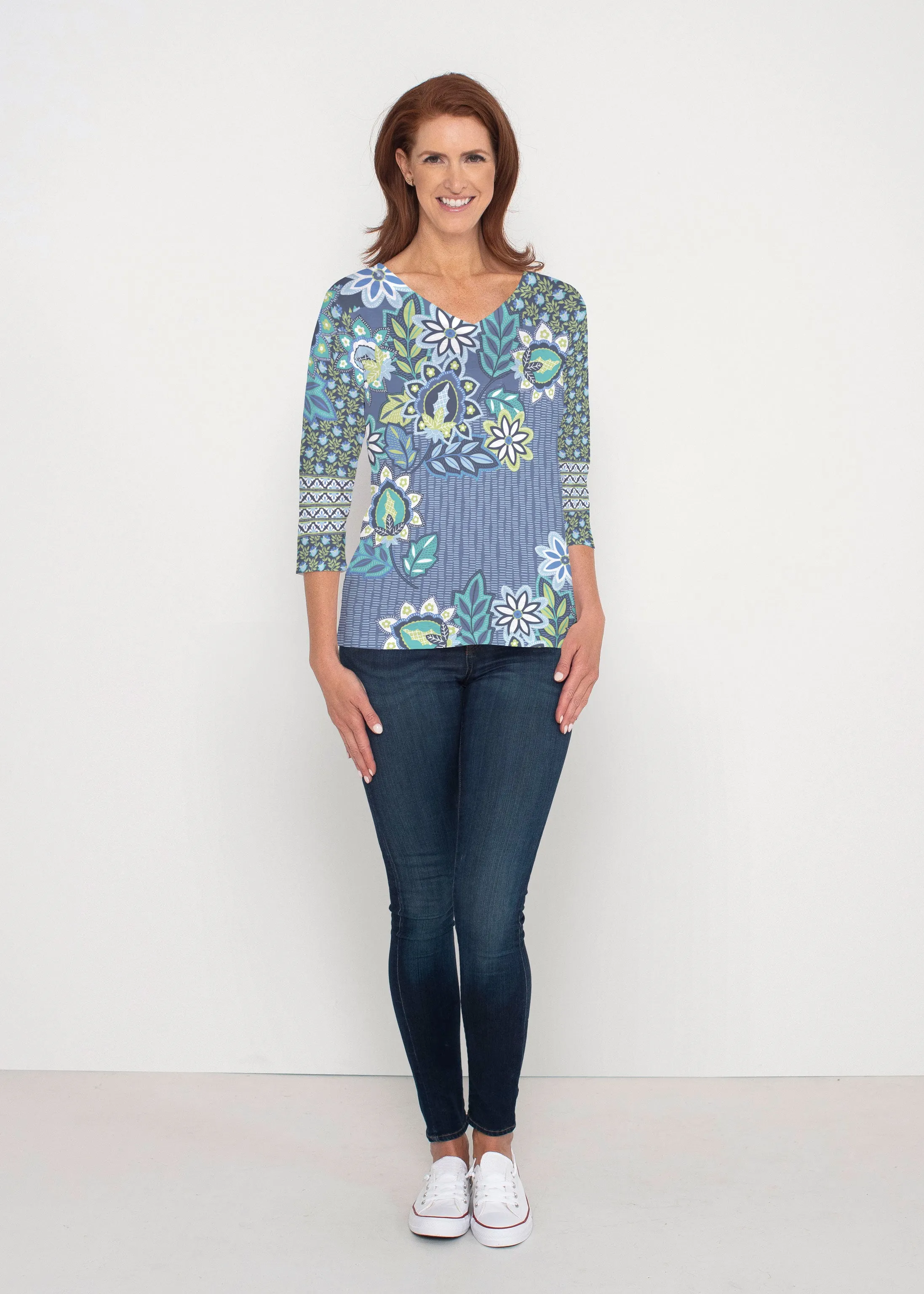 Phoebe (13581) ~ Signature 3/4 Sleeve V-Neck Top