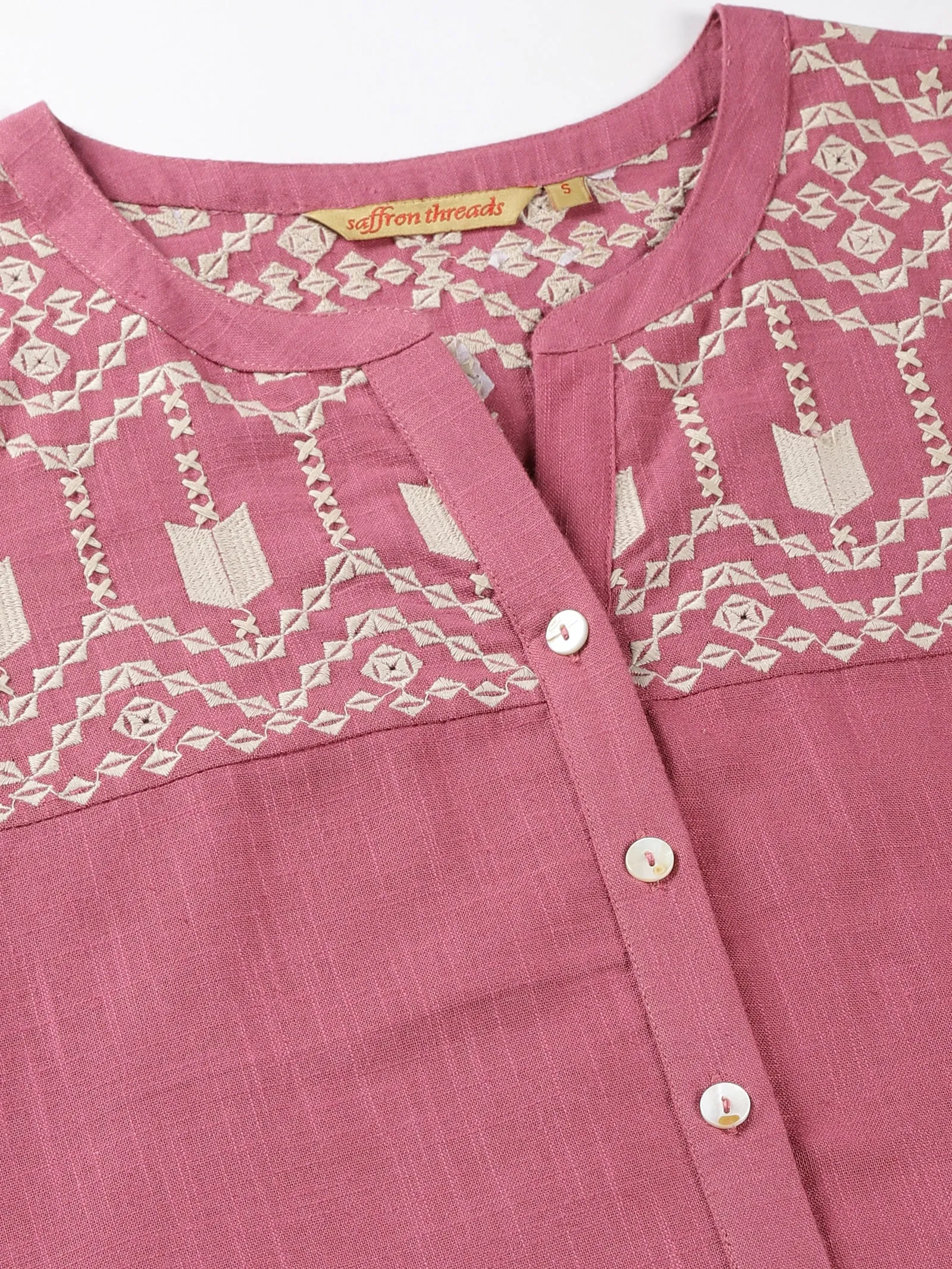 Pink Boho Midi Dress with Embroidered Details