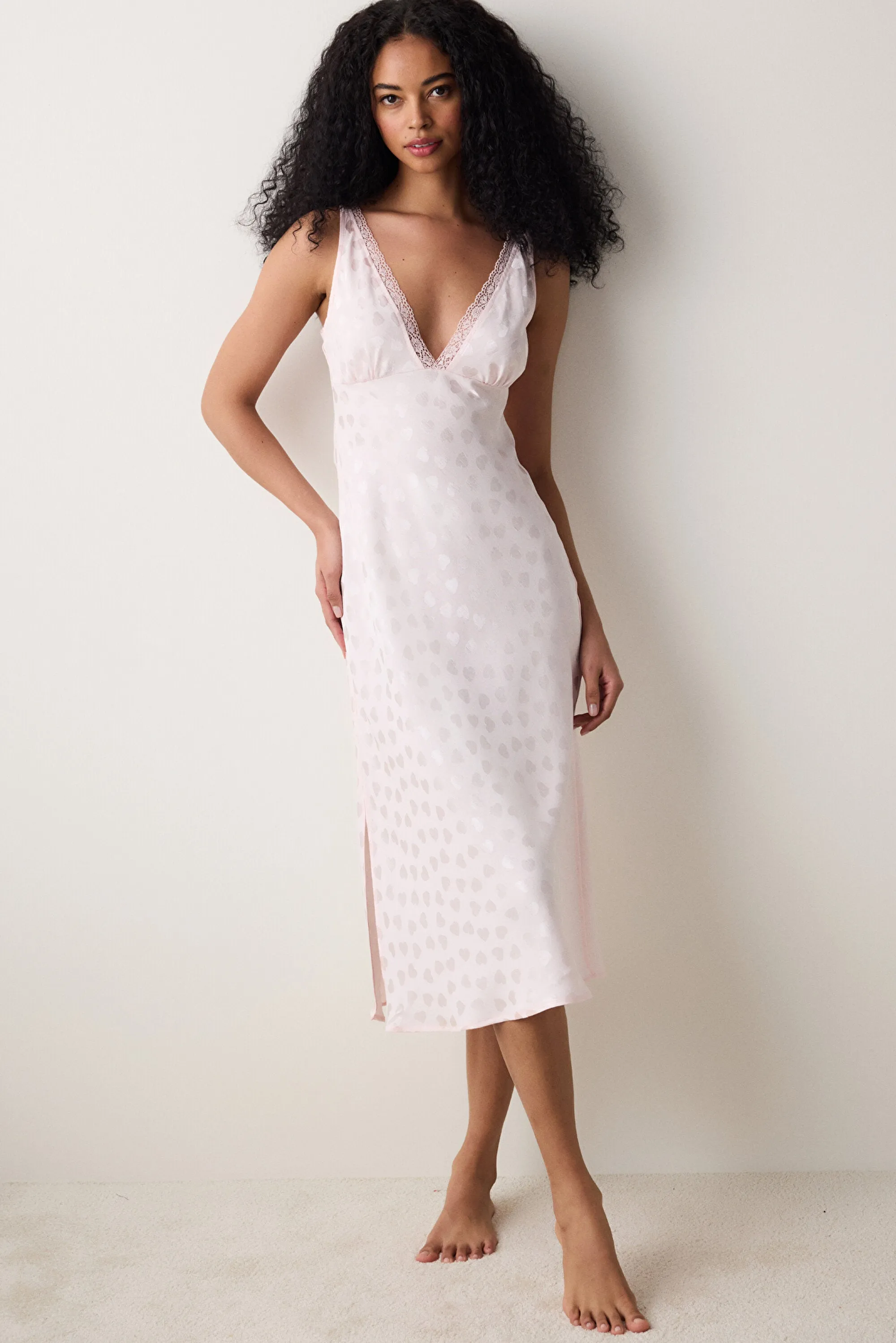 Pink Heart Satin Nightgown - Penti Loves Paris Collection