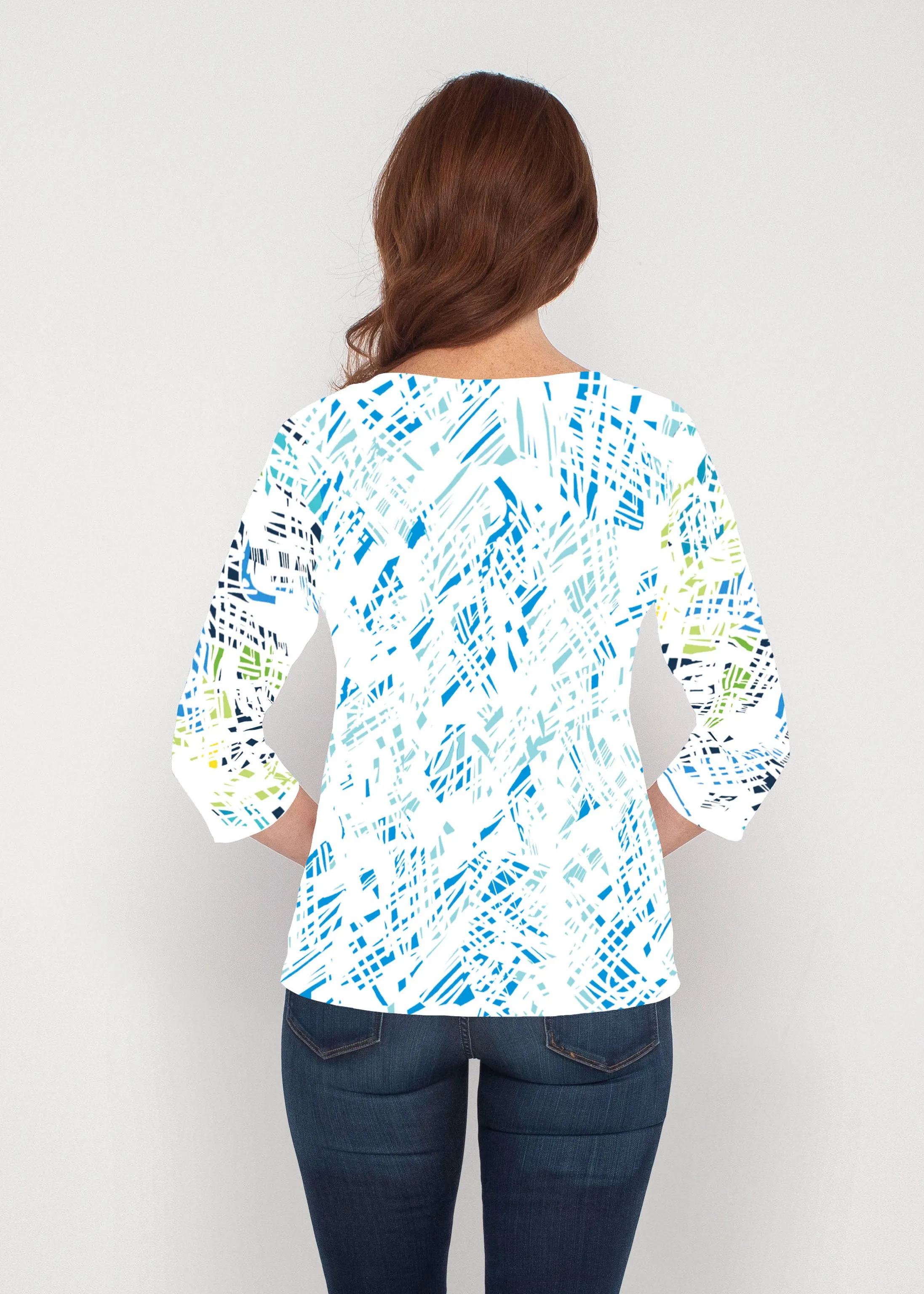 Pixie Blue (8077) ~ Signature 3/4 Sleeve V-Neck Top