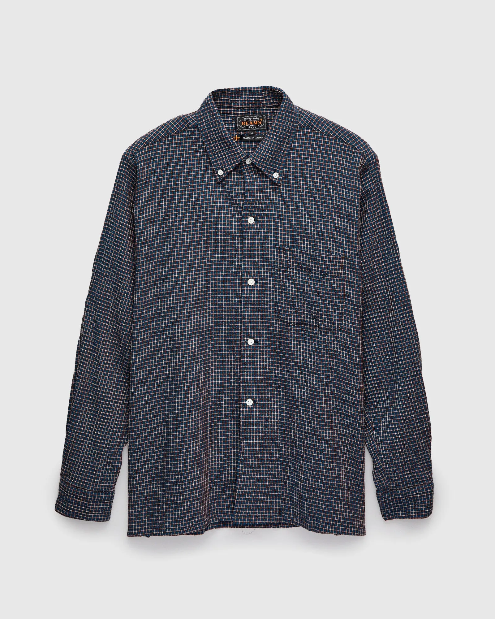 Plaid Button-Down Shirt in Navy