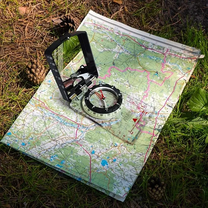 Posinly Orienteering Compass with Survival Whistle - Advanced Boy Scout Compass for Camping, Hiking and Navigation, Professional Field Compass for Map Reading, Compass for Kids