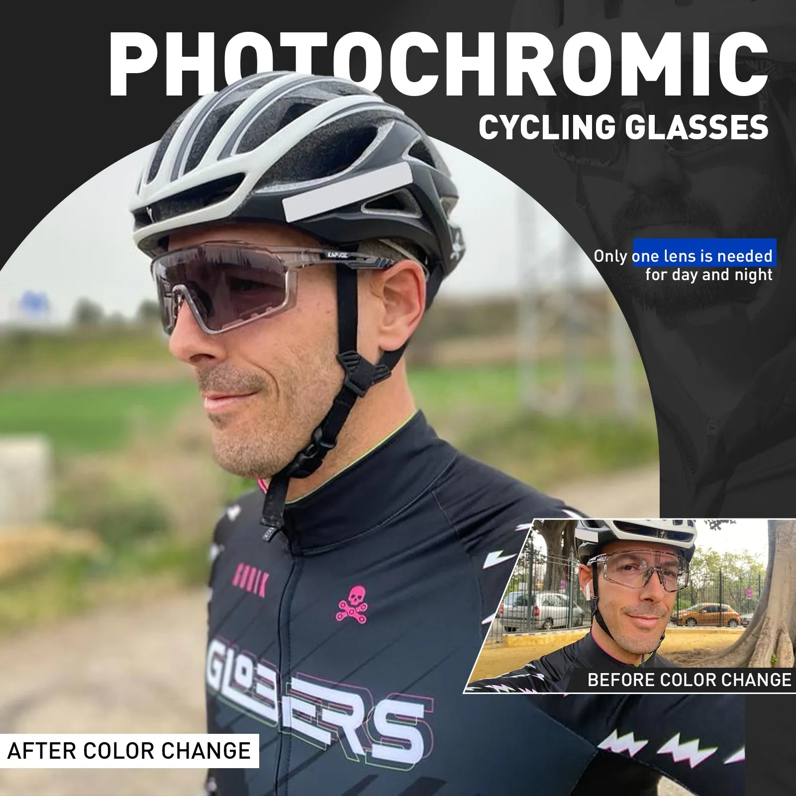 Premium Photochromic Cycling Sunglasses for Men & Women – UV400 Protection, Adjustable Lenses, Sports Eyewear for Running, MTB, Bike, Road Cycling & Driving