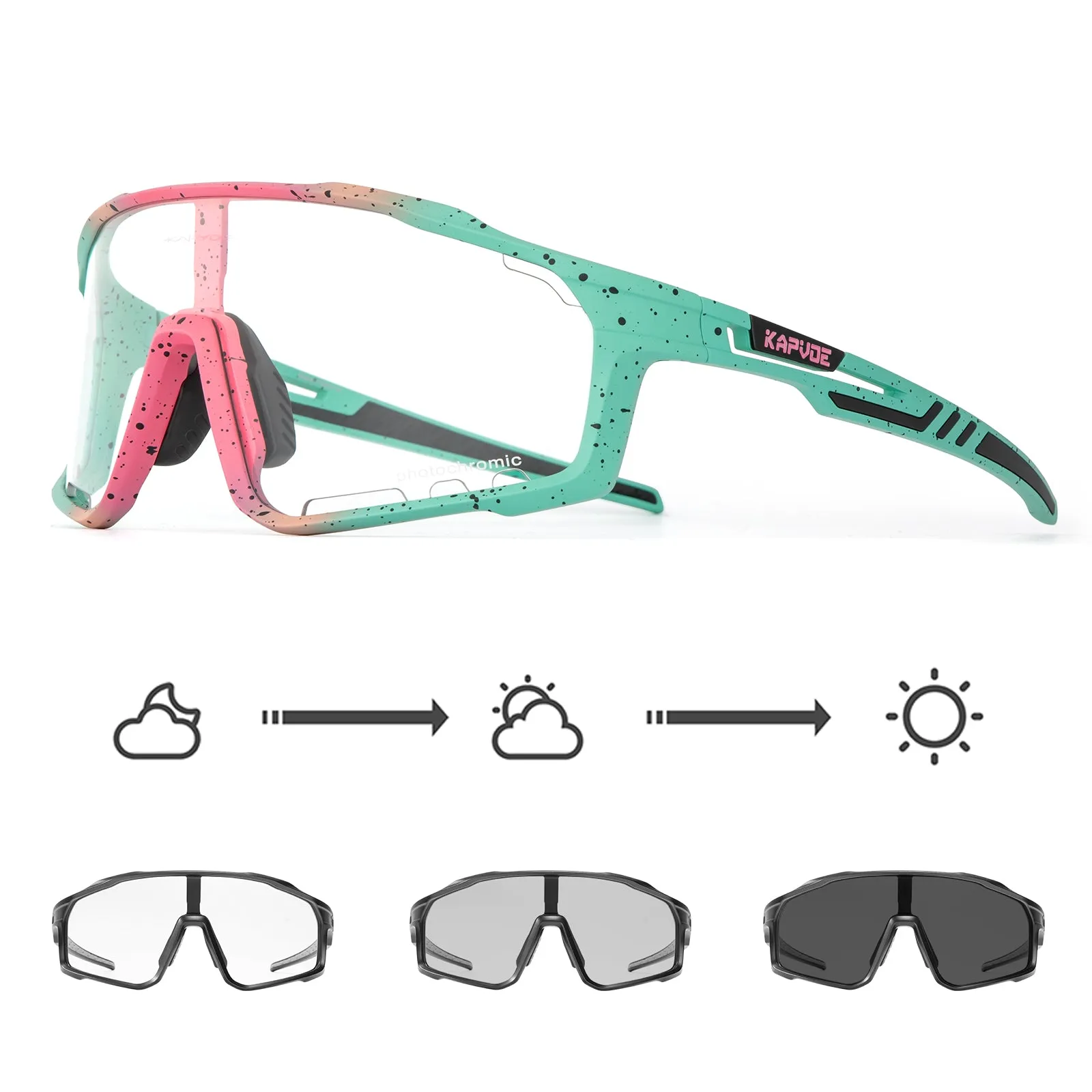 Premium Photochromic Cycling Sunglasses for Men & Women – UV400 Protection, Adjustable Lenses, Sports Eyewear for Running, MTB, Bike, Road Cycling & Driving